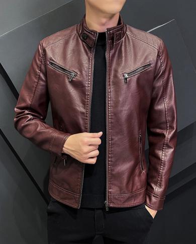 long collar leather jacket