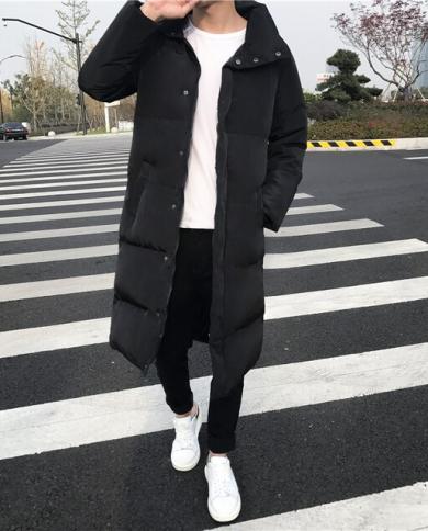 British Style Clothing Big Winter Coat Jacket Slim Fit Long Parka Warm  Winter Jacket Men Wadded Male Down Jacket Plus Si size M Color Black