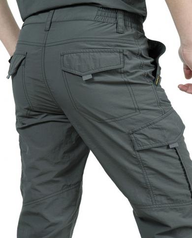 מכנסיים טקטיים קלים לגברים נושמים קיץ קזואל צבא צבאי מכנסיים ארוכים לגברים עמיד למים מטען מהיר יבש