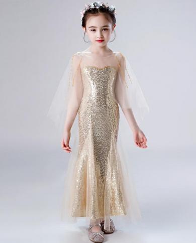 slim fit dress slacks Girls Birthday Gold Dress Children's Sequin Princess Dress main image 0