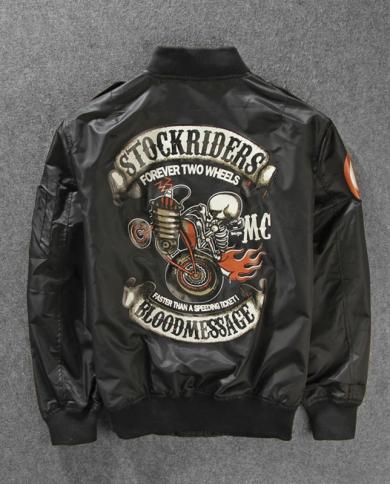 new stockriders אופנוע יוקרה bomber trench מעילי גברים בגודל גדול בייסבול גולגולת מעיל גברים טייס מעילי מעיל רוח