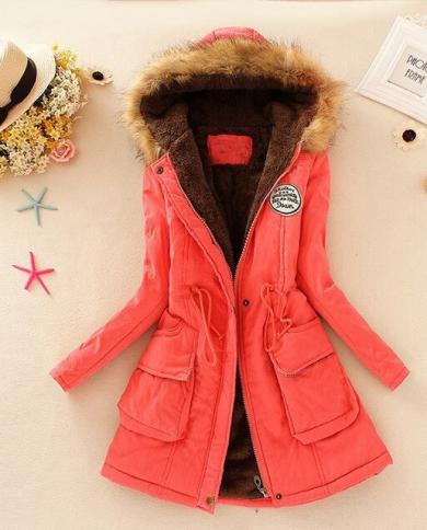 Winter New Women's Cotton-Padded Jacket Medium Long Solid Color