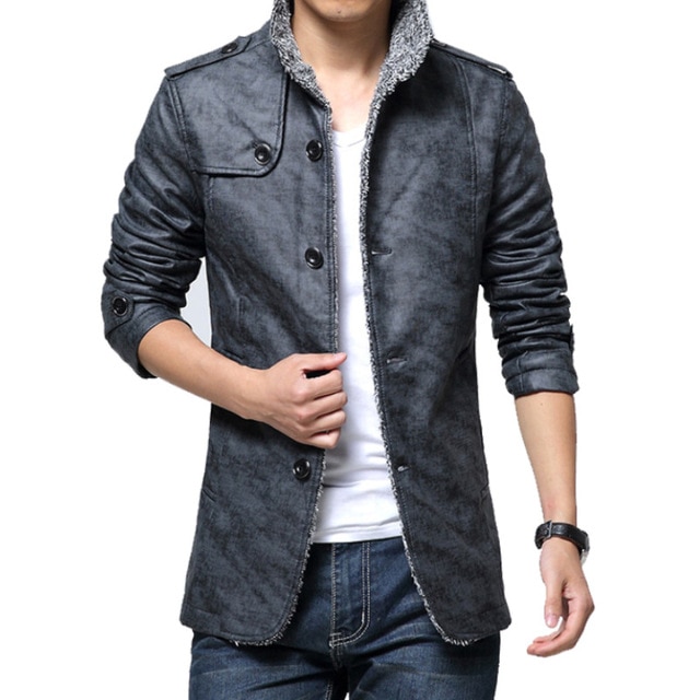 leather jacket with long sleeves