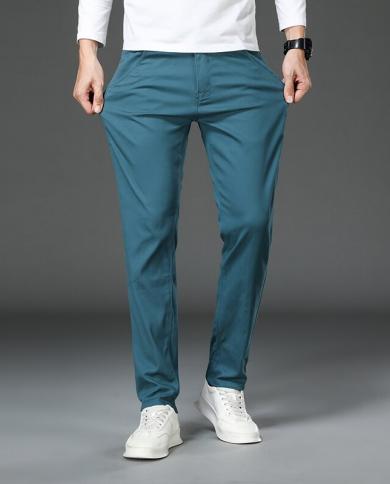 7 Colors Men's Classic Solid Color Summer Thin Casual Pants Business  Fashion Stretch Cotton Slim Brand