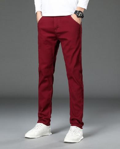 7 Colors Men's Classic Solid Color Summer Thin Casual Pants Business  Fashion Stretch Cotton Slim Brand
