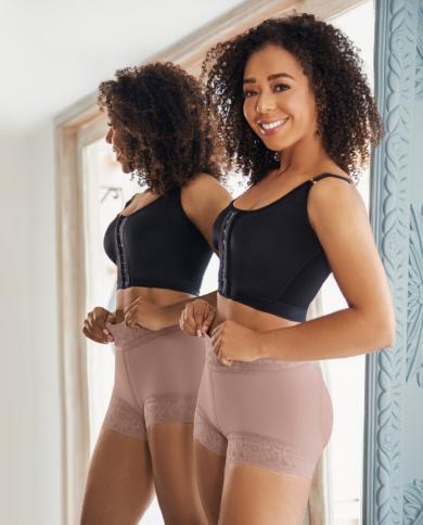 Hip Lace Plastic Shorts Waist Trainer Body Shaper Panties Women Shapewear  Women Tummy Control Colombian Girdles Post Sur size S Color White