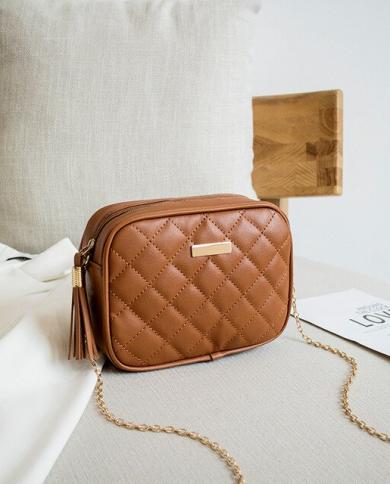 2023 Tassel Small Messenger Bag For Women Trend Lingge Embroidery Camera Female  Shoulder Bag Fashion Chain