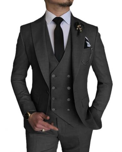 Black Men Suit Peak Lapel Groom Tuxedo Wedding Suit Business Prom Party  Blazer