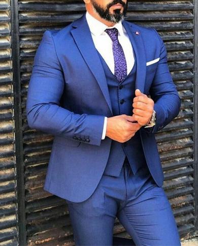 Royal blue mens wedding on sale suit