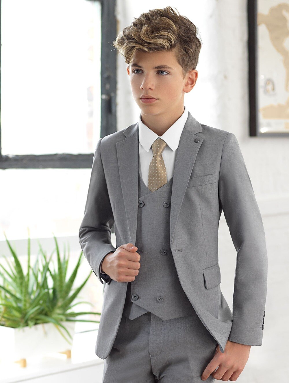 Light grey boys store suit