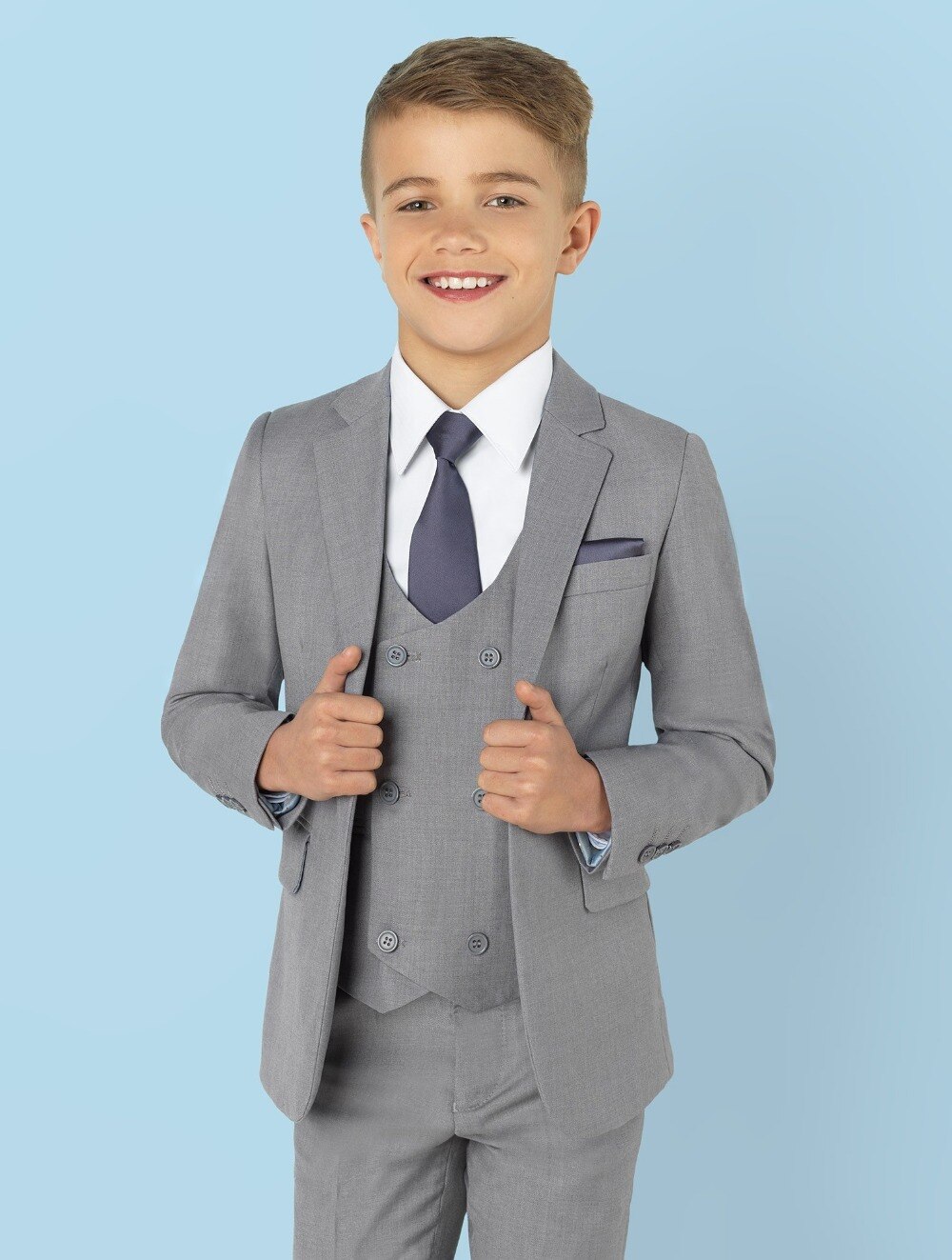 Piece Suit For Boys Baby Boy's Gray Notch Lapel Blazer (6-12