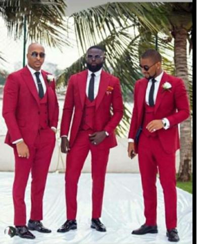 RED SUIT WITH GROOM VEST