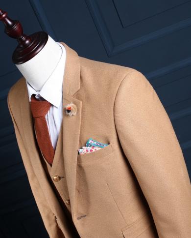 2023 Fashion Brown Men Suit 3 Piecesjacketpantsvest Groom Prom