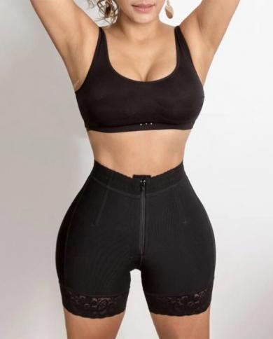 Faja Butt Lifter Silicone Lace Short High Waisted Control Abdomen Powernet  Shaping Skims Fake Ass Bbl Post Op Surgery Su size XXXL Color Black