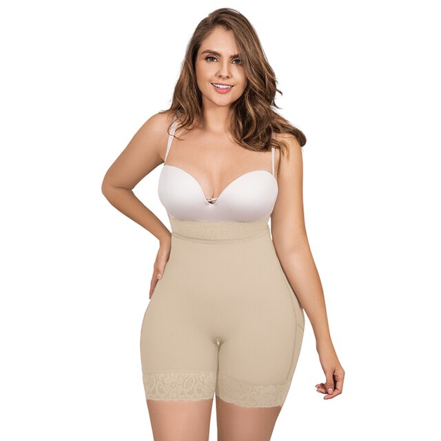 Seamless Shaper Butt Lifter Shorts Postpartum Body Shaper Fajas Colombianas  Para Mujer High Waist Panties size M Color Beige