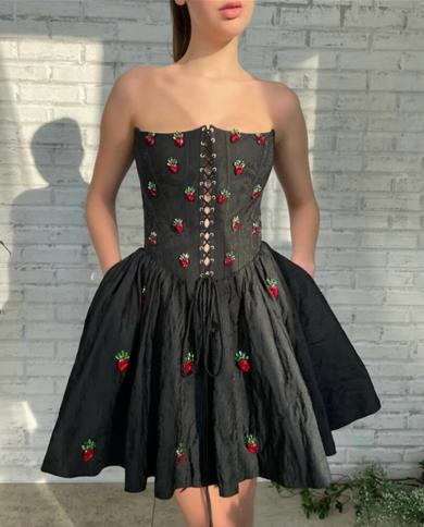 princess strapless short prom dresses princess garment top design vestidos de fiesta strawberry فساتين السهر�