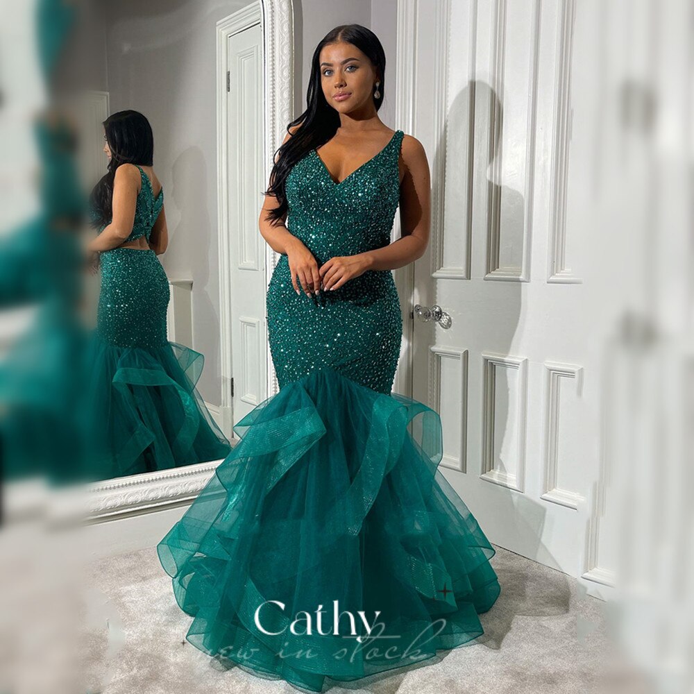 Glitter Mermaid Prom Dress Flash Sequin Prom Party Dress Trumpet Evening  Dresses Custom Color Vestidos De Fiesta Color Blue US Size 18