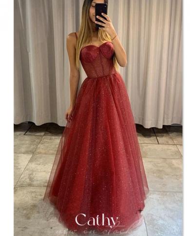 רצועות ספגטי נצנצים vestidos de fiesta burgundy שמלת מסיבה אלגנטית באורך הרצפה שמלות נשף ללא שרוולים