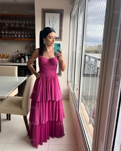 strapless open back dress Kenzie Modest Halter Ruffles Floor Length Chiffon Bridesmaid Dresses main image 1