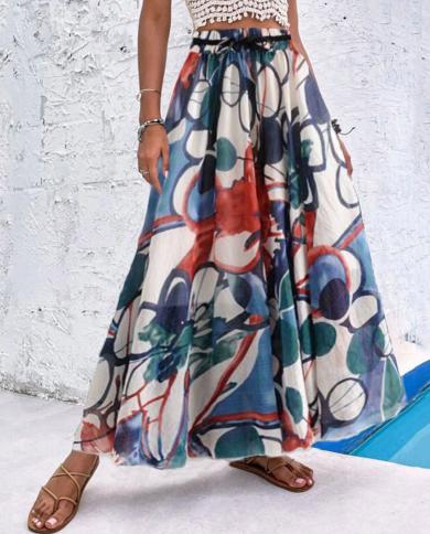 Drawstring maxi clearance skirt boho