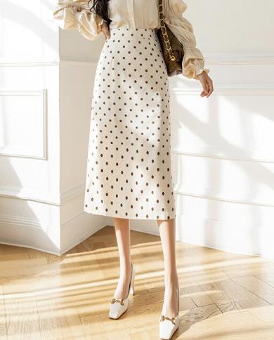 Beige polka dot outlet skirt