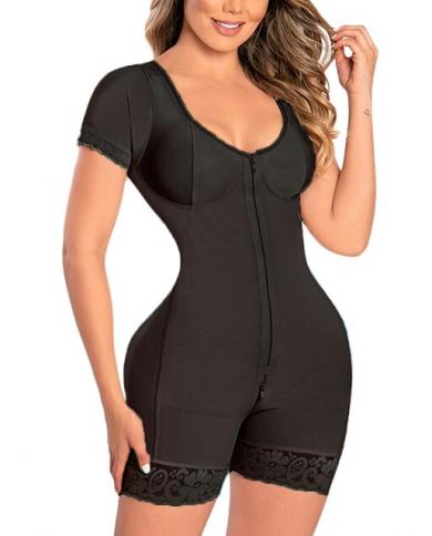 Women's body shaping underwear, post-operative compression shapewear, with  open crotch (black) 