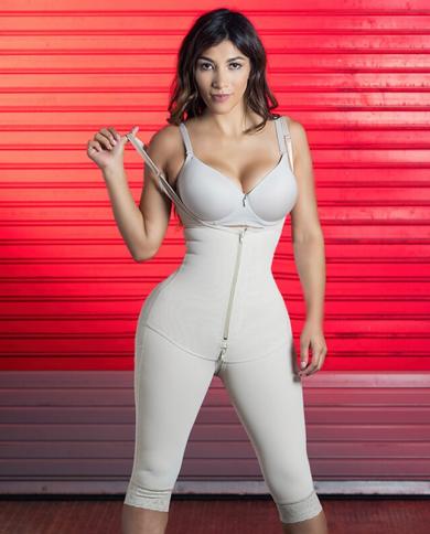 Women's Skims Zipper High Back Shaper Slimming Full Body Shaper Home Wear  Body Femme Fajas Reductoras Y Modeladoras Muje size M Color Beige