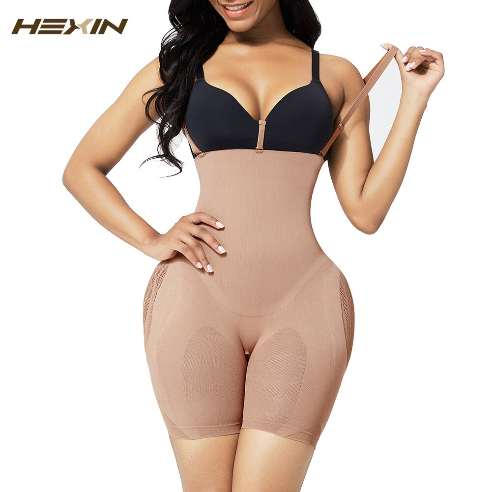 Hexin Shapewear For Women Tummy Control Mesh Butt Lifter High Waist Body  Shaper Daily Wear Shapers Color Coffee size 3XL-4XL