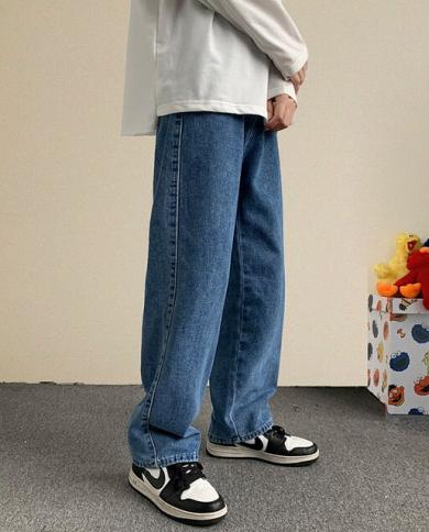 2023 Autumn New Streetwear Baggy Jeans Men Fashion Loose Straight Wide Leg  Pants Male Brand Clothing
