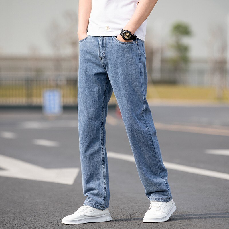 New Classic Style Men's Straight Leg Jeans Business Casual Stretch