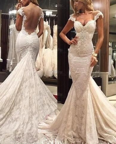 שמלות כלה שחורות בתולת ים vestidos de novia תחרה עם יישום שמלות כלה לנשים טול טאטא רכבת vestidos de