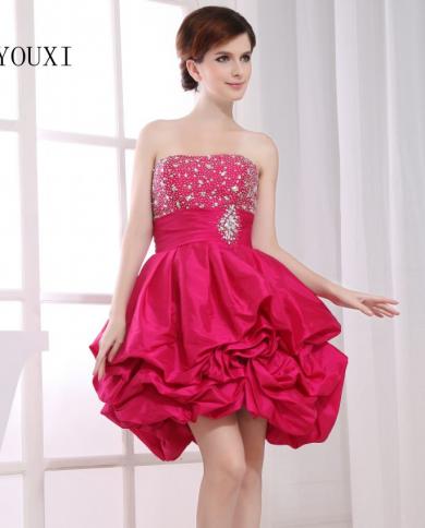 Hot Red Satin Party Dresses Straps Floor Length Beaded Bodice A Line –  Rjerdress