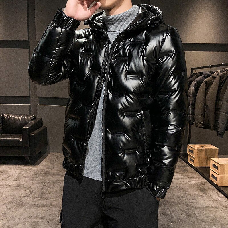 Shiny black hotsell puffer jacket men