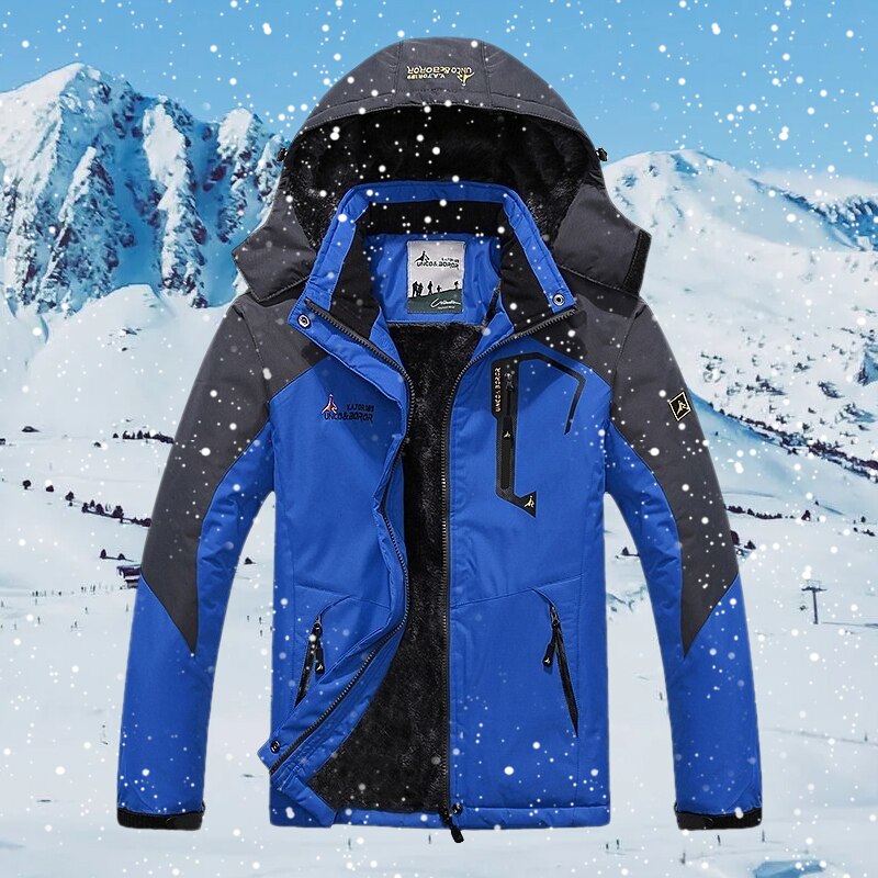 Mens Winter Snow Jackets Men Thick Velvet, Windproof, Waterproof