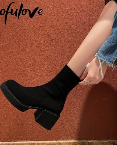 pofulove נשים מגפי קרסול עקב גבוה מגפי גותי שחור botas de mujer נעלי נשים מעצב אופנה מגפיים נשים נשים