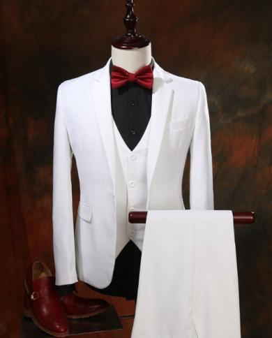Wedding Suits For Men 3 Piece(blazer+vest+pants )groom Suit White