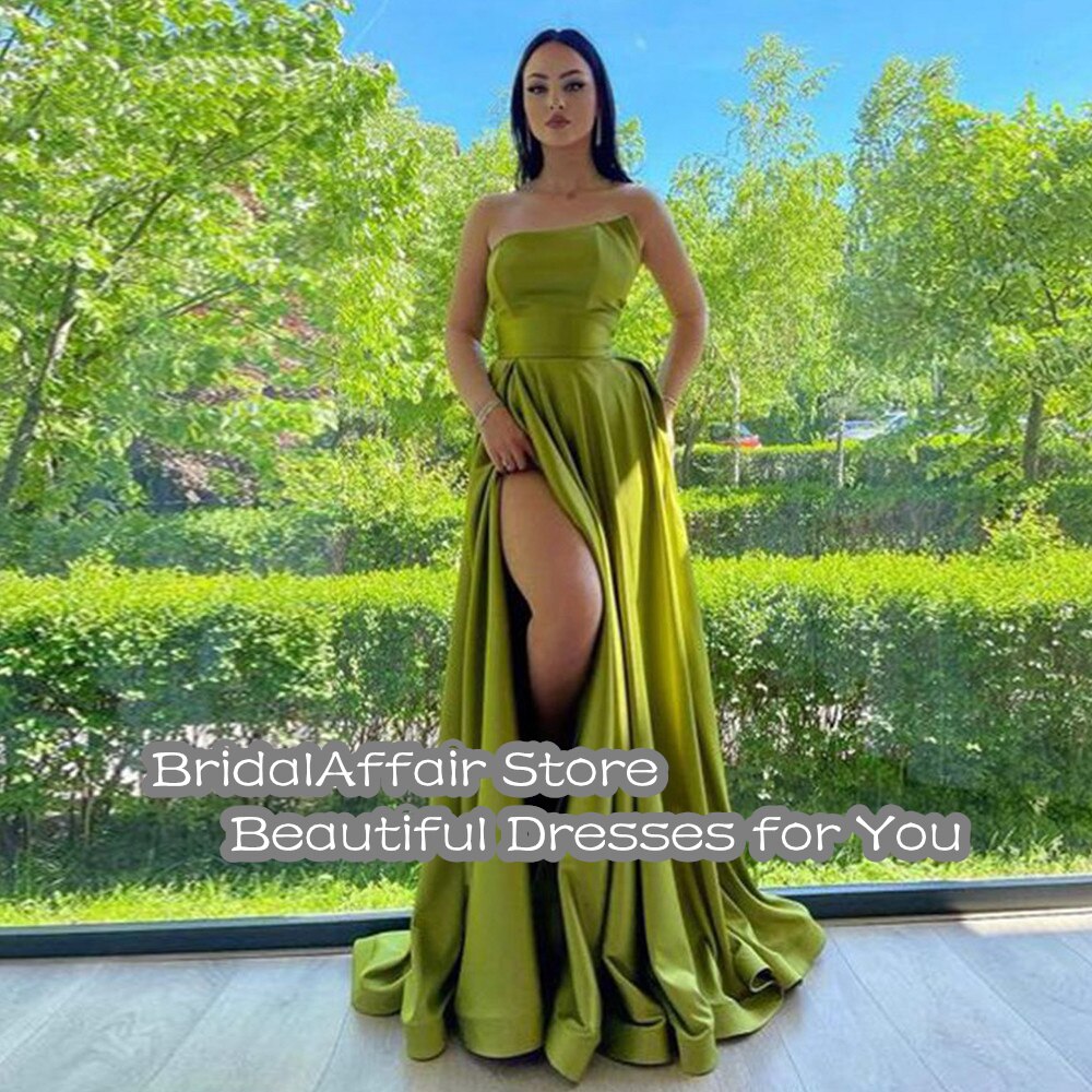 Bridalaffair Arabic Dubai Mermaid Prom Dresses 2023 Strapless Long Stain  Elegant Evening Dress Side Split Party Dresses Color Purple US Size 18W
