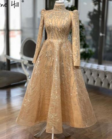 glitter dress muslimah Muslim Luxury Turquoise A-Line Evening Dress LA72228 caramel / 10 main image 1