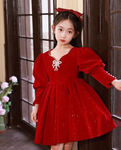 spanish christmas dress Girls Navy Blue Floral Print Dress Spanish Autum Winter Holiday Christmas Dress
