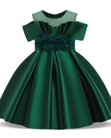 2023 פרח שמלת ערב שמלות ילדים לילדות בגדי ילדים גב קשת נסיכה שמלת מסיבה אלגנטית שמלת ילדה