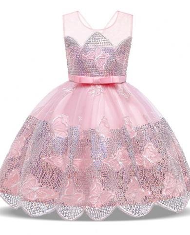 2023 פרח ילדים פרפר דפוס שמלת מסיבה fo ילדה ילדה תחפושת קשת נסיכת שמלות vestido בנות בגדי שרוול