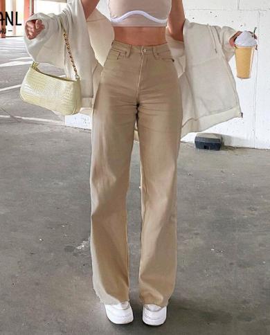 גינס חום אופנה חדש y2k מותן גבוה לנשים מתיחה רגליים רחבות מכנסי נשים קזואל גינס נוח כביסה של מכנסי אמא
