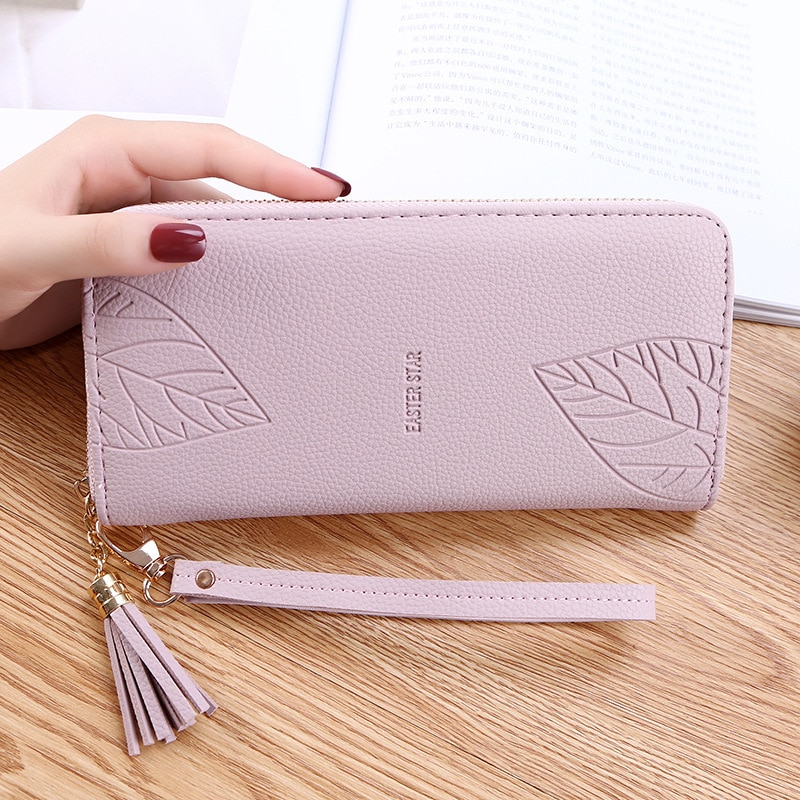 Leaves Small Wallet Women Hasp Zipper Purse Soft Pu Leather Ladies