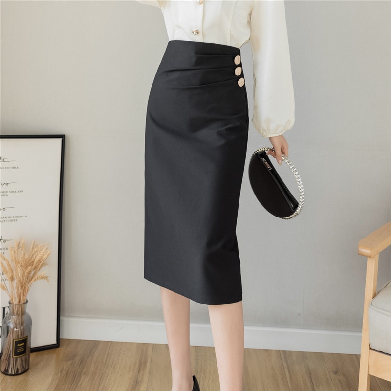 High waisted black evening clearance skirt