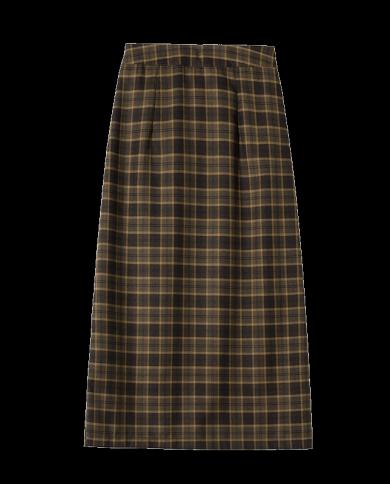 NXYBD Skirts for Women Woolen Plaid Midi Skirt Women Autumn Winter  Knee-length High Waist a Line Skirt Female with Belt (Color : Black, Size :  Lcode) price in UAE,  UAE