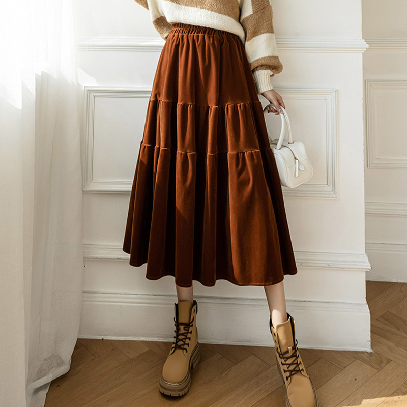 Khaki 2024 velvet skirt