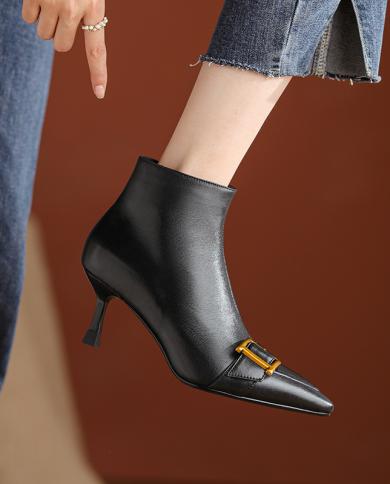2023 Autumn And Winter Women Ankle Boots Natural Leather Plus Size