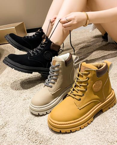 Women Boots 2023 Fashion Designer Shoe Solid Color Lace Up Ladies Boot  Medium Heel Comfortable Ankle