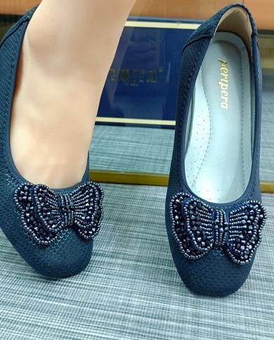 Casual solid color bow best sale flat loafers