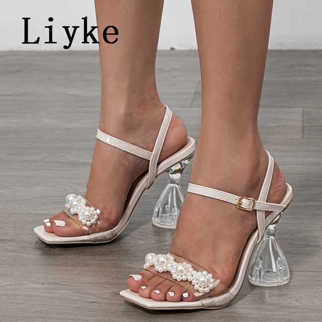 White hot sale glass heels